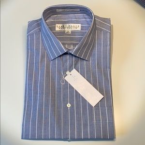 NWT, Perry Ellis, blue w/ white stripe dress shirt